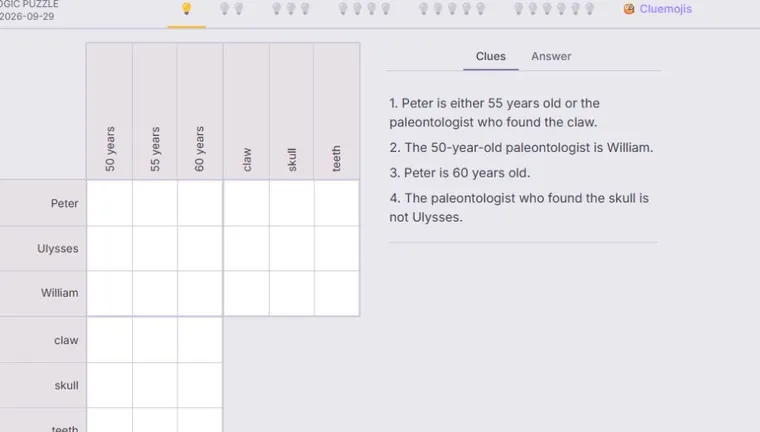 Logic Grid Puzzles 공식 사이트 화면